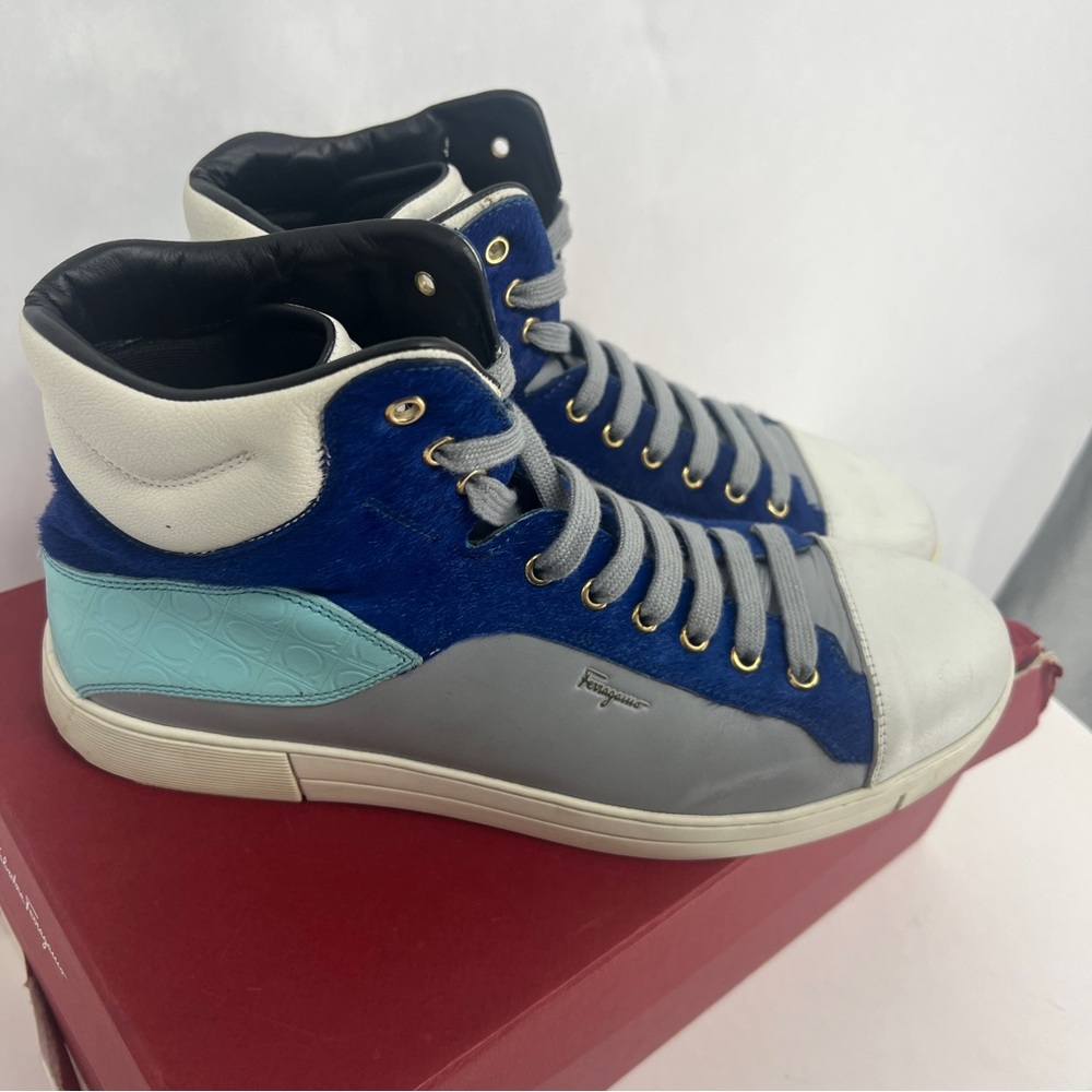 Salvatore Ferragamo Blue and Gray Sneakers - Picture 4 of 14